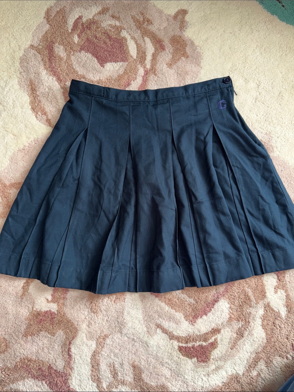 Lands' End Navy Pleated Uniform Skirt